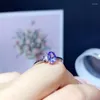 Cluster Rings Natural Tanzanite Ring For Engagement 5mm 7mm Silver Solid 925 Jewelry