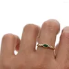 Wedding Rings Delicate Zirkon Green Crystal Ring 3pc charme voor vrouwen damesmeisjes mini eenvoudige kleine sierlijke elegante wholeslae