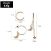 Backs oorbellen 3 PCS Punk Alloy Star Moon met kristallen Ear Clip Wrap No Piercing-Clip op kraakbeen voor vrouw