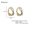Hoop Earrings Exaggerated Geometry Metal Twisted Female Korean Fashion Simplicity Women Hoops 14k Real Gold Plated Jewelry Gift