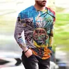 Men's T-Shirts XS-6XL Plus Size Clothing Fashion Autumn Long Sleeve Tie-dye Gradient Street Tee 3D Printing Oversized Male Tops 230317