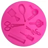 Moules de cuisson éclatement fille outils de coiffure peigne ciseaux souffleur sucre Silicone moule gâteau décoration Die