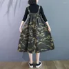 Robes décontractées Harajuku 2023 Streetwear automne lâche Denim robe à bretelles femmes rétro Camouflage vêtements dame chemise Elbise Y513