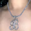 Catene Hip Hop Shine Crystal Cursive Nome Collana con lettera iniziale per le donne Gioielli da sposa con catena da tennis con zirconi scintillanti