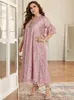 Casual Dresses Toleen Women Plus Size Maxi Stor sommarrosa lyxdesigner Elegant Abayas Long Muslim Evening Party Clothing 230317