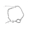 Charm Bracelets U-Magical Hyperbole Cross Simulation Pearl Bracelet For Women Fantasy Circle Metallic Chain Asymmetry Jewellery