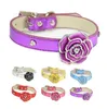 julius k9 dog harness Professional Supply Leather Pet Collar With Rhinestone Rose Flower Decor Little Dog Traction Rope Neck Circle