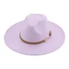 Fedora hoedhoeden voor vrouwen vilten hoeden voor mannen solide brede rand 9,5 cm riem casual formele Panamas dameshoed