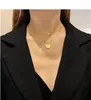 Chains Colorful L Cross Round Letter Pendant Double Clavicle Chain Gold Color Choker Necklace For Women Girlfriend Party Jewelry Gift