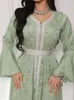 Vêtements ethniques Inde Turquie Musulman Abaya Robes Femmes Élégant Diamant De Mariage Soirée Robe De Soirée Dentelle Ceinture Jilbab Maroc Caftan Robe 230317