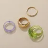 Wedding ringen Koreaanse kleurrijke hars acryl set voor vrouwen mode cz strass ronde ronde dikke ringbanden metaalgoud kleur geometrisch