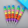 Pencils 40 pcs Creative Stationery Cartoon Student Rock Candy Gourd 7 Colors Doodle Pen Cute Expression Smiling Face Pencil Sharpener 230317