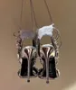 Summer Luxury Mirror Leather Sandals Shoes Women Crystal Stones Pointy Jewel Pointed Toe High Heels Wedding Party Lady Sexy Gladiator Sandalias EU35-42