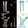 Hohe Regenbogenglas-Wasserbongs, Wasserpfeifen, Downstem-Perc, Eisfänger, Dabber, Heady-Rig-Recycler, Dab-Rauch-Wasserpfeife mit 14 mm