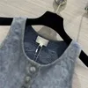 23ss T-shirt firmate da donna in cotone Gilet Top firmati con modello di lettera Camelia Ragazze Crop Top Designer di passerella Giacche pullover senza maniche in denim di fascia alta