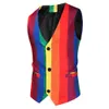 Gilet da uomo Gilet a strisce arcobaleno Gilet Moda versione coreana britannica Abbigliamento Banchetto Gilet sottile monopetto casual alla moda 230331