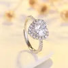 Anneaux De Mariage Délicat Coeur Forme Promise Ring Pour Couple CZ Bague De Fiançailles Femmes Bijoux De Mariée En Gros