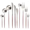 Set di stoviglie Coreano Royal Pink Stoviglie Set di posate in acciaio inossidabile Cena S Poon Fork Western Wedding Portable