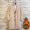 Mélanges de laine pour hommes grande taille M-5XL Trench-Coat hiver laine hommes loisirs longues Sections couleur pure lâche simple boutonnage pardessus décontracté Vio