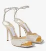 Mariée luxueuse femmes pompes Saeda sandales chaussures cristal bride à la cheville élégante DAME bout pointu talons hauts mariée mariage fête Sexy marche noir fil de Nylon EU35-43