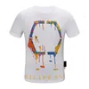 新しいメンズ レディース デザイナー T シャツ ファッションマン Tシャツ 最高品質のコットン カジュアル Tシャツ 半袖 高級ヒップホップ ストリートウェア Tシャツ ラインストーン スカル Tシャツ #CH39。