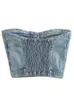 Canotte da donna Camis TRAF Corsetto blu Top Donna con spalle scoperte Denim Crop Top Donna Y2K Backless Sexy Tube Top Donna Party Summer Top Streetwear 230317