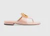 2021 Zomer Luxe G Sandalen Designer Vrouwen Slippers Slipper Mode Echt Leer Slides Metalen Ketting Dames Casual Schoenen