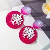 Stud Earrings Fluorescent Colorful Tree Of Life For Women Glass Round Rose Red Fashion Jewelry Wholesale