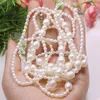 Chains Hand Knotted Elegant 3-4-8-9-10mm White Freshwater Pearl Necklace Long 127cm