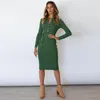 Casual Dresses 2023 Autumn Winter Elegant Dress Women Long Sleeve Knitted Sweater Woman Turn-down Collar Midi Bodycon Sexy Robe