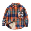 Kids Shirts Baby Boys Plaid Shirt Jacket Cotton Warm Child Shirt Thick For Boy Clothing Outfit Oversized Winter Spring Fall Baby Clothes 230317