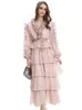 Casual Dresses Fashion Spring Autumn Women's High Quality Party Designer Elegant Chic Long Sleeve Tiered Ruffle Chiffon Dress