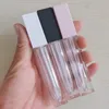 Butelki do przechowywania niestandardowe 7 ml kwadratowe puste linie błyszczące z pudełkiem i logo hurtowo różowy lipgloss do lipblam pojemniki na liptint Opakowanie