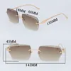 Cheetah series Metal Rimless Sunglasses for Women Designer Diamond Cut Sun Glasses Protection Outdoor Design Gold Sunglass Optical Size 60-18-135MM