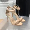 Gianvito Rossi luxe pantoffel ontwerper vrouw Sandals10.5cm stiletto Hakken man sexy jurk schoen enkel zwarte voetband hakken Achter rits schoeisel glijbaan