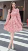 カジュアルドレス高品質のリネンドレス2023春の夏スタイルの女性エレガントな花柄のエレガントな花柄のエクササイズ刺繍長袖ベージュピンク