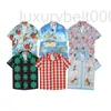 Men's Casual Shirts Designer Summer Men Trendy Loose Classic Letter Strawberry Pineapple Printed Tops Tees T-shirts 8 Styles Streewear S6OD