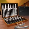 Dinnerware Sets Stainless Steel Kitchen Cutlery Storage Box Luxury Dining Table Household Fork Knife Spoon Complete Vaisselle Cuisine