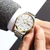Bilek saatleri moda kol saati erkek altın paslanmaz çelik katı kayış kuvars saatler aydınlık eller hafta tarih relogio maskulino