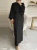 Abbigliamento etnico Autunno Manica a sbuffo Marocco Abito musulmano Donna Abaya Caftani Abiti da sera casual Donna Turchia Islam Abito lungo Femme Abiti 230317