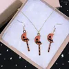 Halskette Ohrringe Set QIAMNI Halloween Tropfen für Frauen Kürbis Lutscher baumeln Halloweens Party Zubehör lustige Schmuck Geschenke