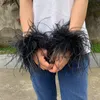 Sleevelet Arm Sleeves More Fluffy Ostrich Fur Cuffs Slap Band Women Real Feather Slap Bracelets Bracelet Hair Ring Sweet Wristband Wedding Accessorie 230316