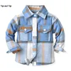 Kids Shirts Top and Top Autumn Winter Unisex Baby Boys Girls Long Sleeve Cotton Plaid Shirts Infant Toddler Casual Button Down Blouses Tops 230317