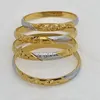 Bangle 4st/Lot Dubai Two-Tone 24k Gold Color Bangles For Women Men Etiopiska armband Afrikanska smycken Saudi Arabiska bröllop Bride Gift