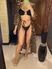 Casual Dresses 2023 Sexy Leopard Printed Beach Cover Up Chiffon Cover-ups Swimwear Beach Wear Summer Beachwear Female Women Long Dress V3219 W0315