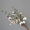 Dekoracyjne kwiaty symulowane bawełny suszony kwiat biały bukiet sztuczny fałszywy fałszywy do dekoracji domowej