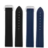 Watch Bands High-Quality Rubber Strap 20mm For O-mega 300 Watchband Band Folding Clasp Curved End Wristwatches Belt