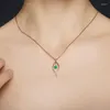 Kedjor Natural Mormor Green Droplet Pendant Women's 18K Gold Color Jewely Necklace