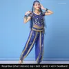 Stage Wear 2023 Sari Dancewear Femmes Costume De Danse Du Ventre Ensemble Costumes Bollywood Tenues (Top Ceinture Pantalon Voile Épingle À Cheveux)