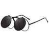 Sunglasses Steampunk Round Metal Women Style Retro Flip Circular Double Sun Glasses Men CIRCLE